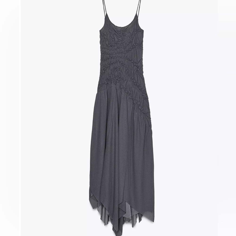 NWT🔥Zara Asymmetric Hem Midi Dress | L - Picture 2 of 10